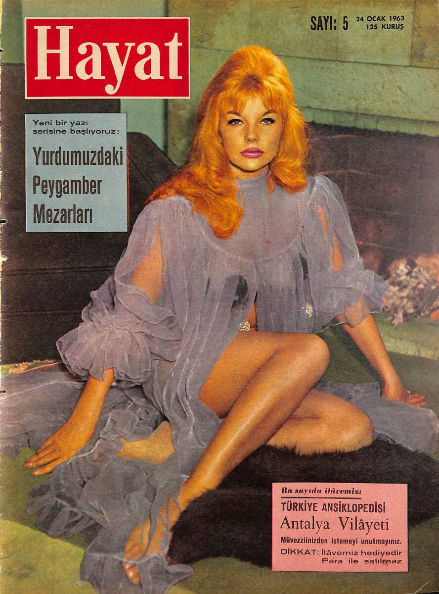 HAYAT DERGİSİ 24 Ocak 1963 Sayı: 5 - Kapak: Veronique Velvet - Boğaziçi Yalıları - 2. Abdülhamit Devrinde Harem Hayatı NDR101520 - 1