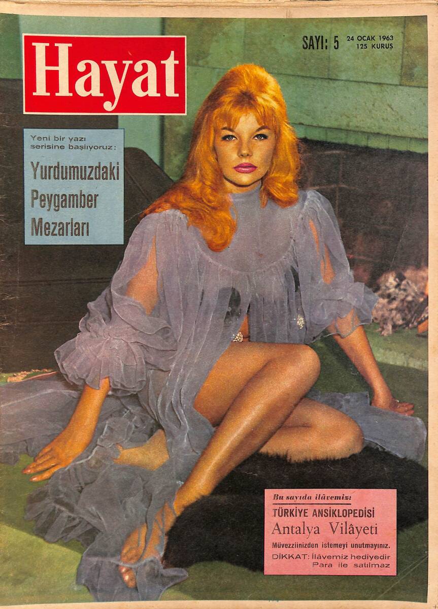 HAYAT DERGİSİ 24 Ocak 1963 Sayı: 5 - Kapak: Veronique Velvet - Boğaziçi Yalıları - 2. Abdülhamit Devrinde Harem Hayatı NDR88936 - 1
