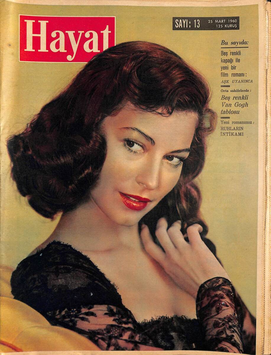 HAYAT Dergisi 25 Mart 1960 Sayı: 13 - Kapak: Ava Gardner - Margaret'in Düğün Hazırlıkları - Kalkınmaya Çalışan Genç Devlet Pakistan NDR89679 - 1