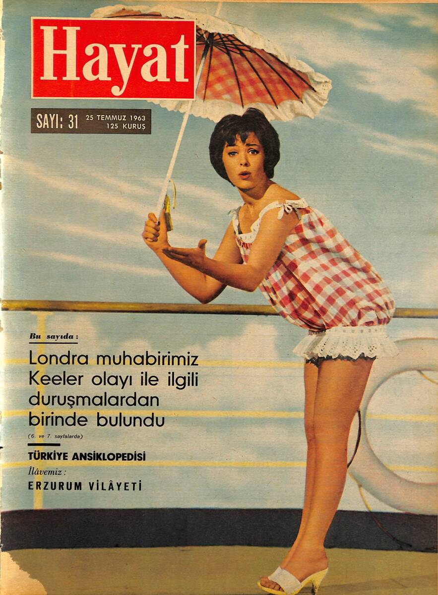  HAYAT DERGİSİ 25 Temmuz 1963 Sayı: 31 Kapak: Peggy Cummings - Londra'dan Haberler - Erzurum Vilayeti NDR101495 - 1
