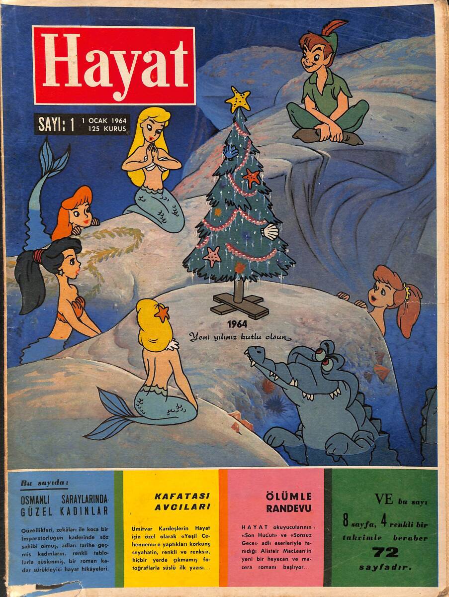 HAYAT DERGİSİ 1 Ocak 1964 Sayı: 1 - Kapak: Walt Disney Kahramanları - Kim Novak, Kuvvetli Bir İhtimalle Bekarlığa Veda Edecek NDR88975 - 1