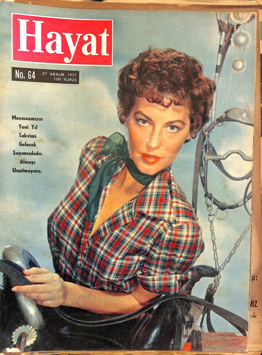 Hayat Dergisi 27 Aralık 1957 Sayı : 64 - Kapak: Ava Gardner - Sultanahmet Çeşmesini Viyana'ya Götüren Adam NDR96453 - 1