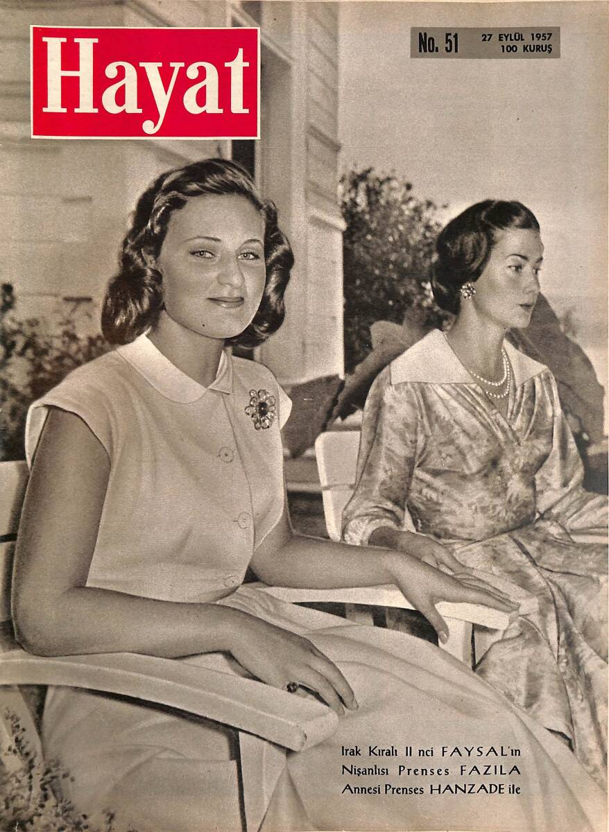 Hayat Dergisi 27 Eylül 1957 No.51 - Kapak: Prenses Fazıla ve Prenses Hanzade & Marilyn Monroe Hastalandı NDR98465 - 1