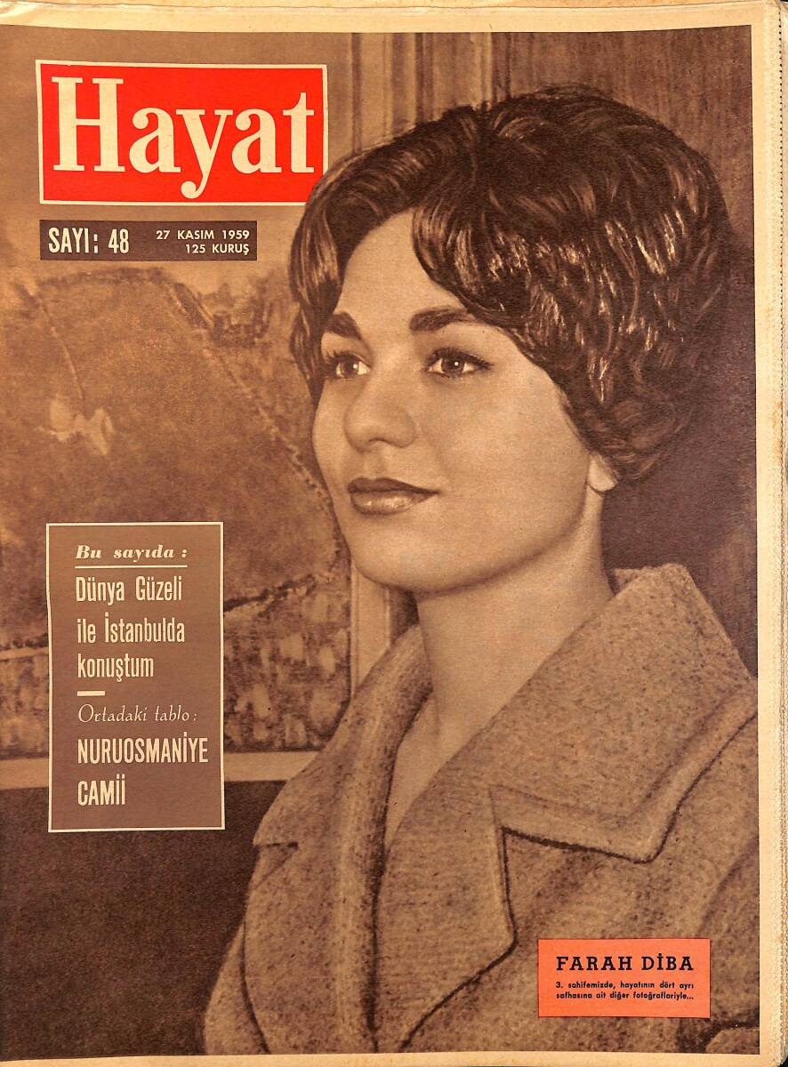 HAYAT Dergisi 27 Kasım 1959 Sayı: 48 - Farah Diba - Eyüp Han Ankara'da - Fenerbahçe'nin Büyük Galibiyeti NDR96169 - 1