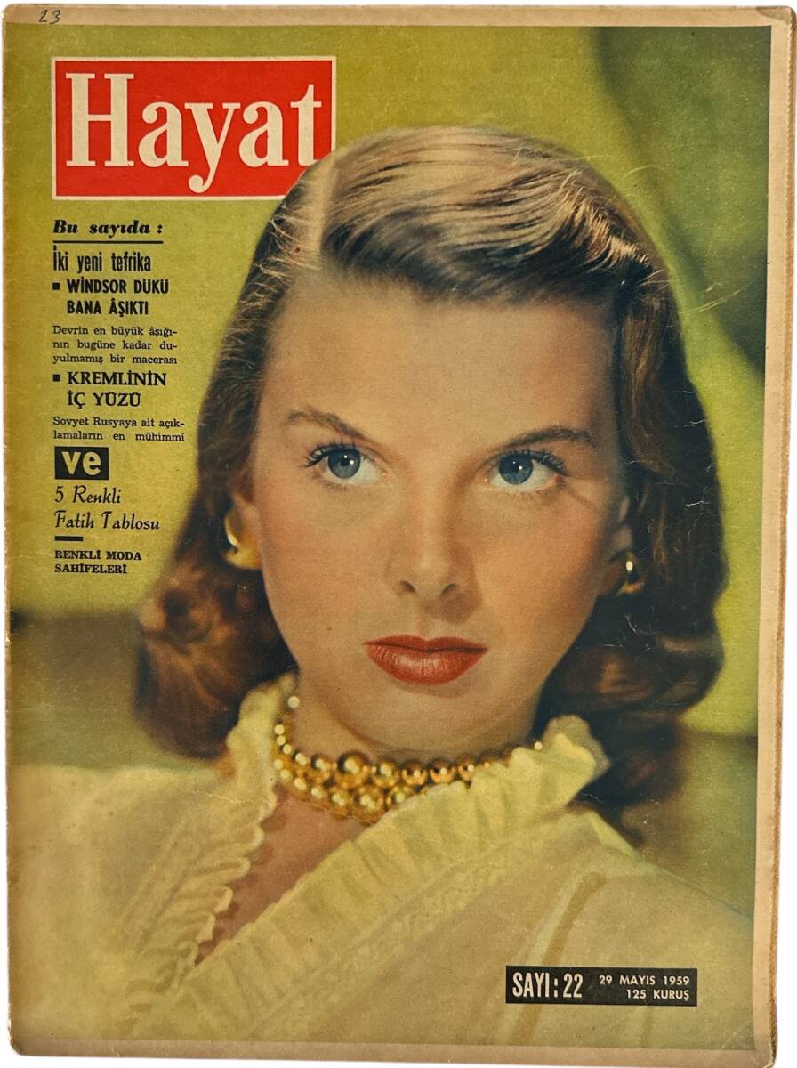 Hayat Dergisi 29 Mayıs 1959 Sayı :22- Kapak: Genç Kadın Portresi Camera Clix - Kremlinin İç Yüzü - Margaret'le Şah Hakkındaki Dedikodular NDR91352 - 1