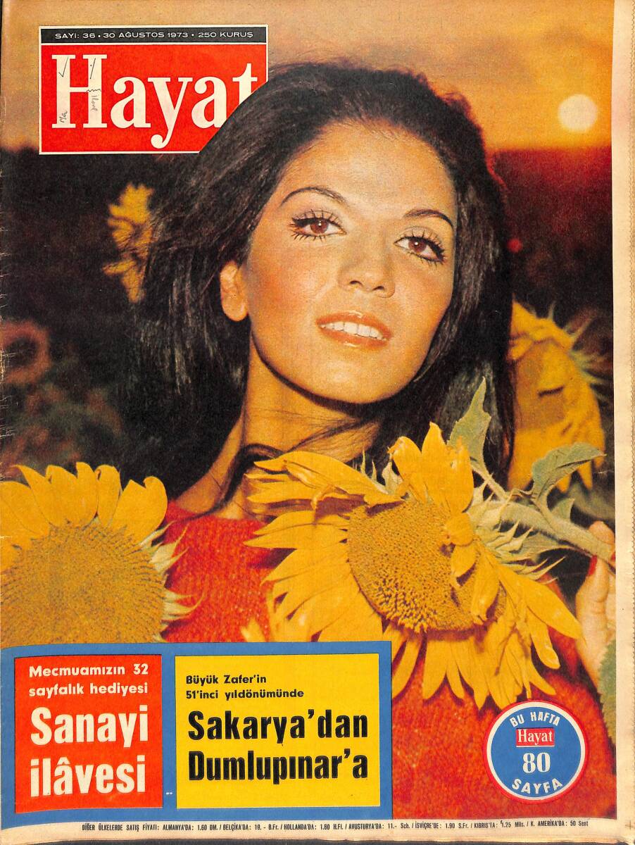 Hayat Dergisi 30 Ağustos 1973 Sayı: 36 - Kapak: Semra Maytelman - Prenses Caroline İçin 4 Hanedan Çarpışıyor - Ajda Pekkan - Emel Sayın NDR89987 - 1