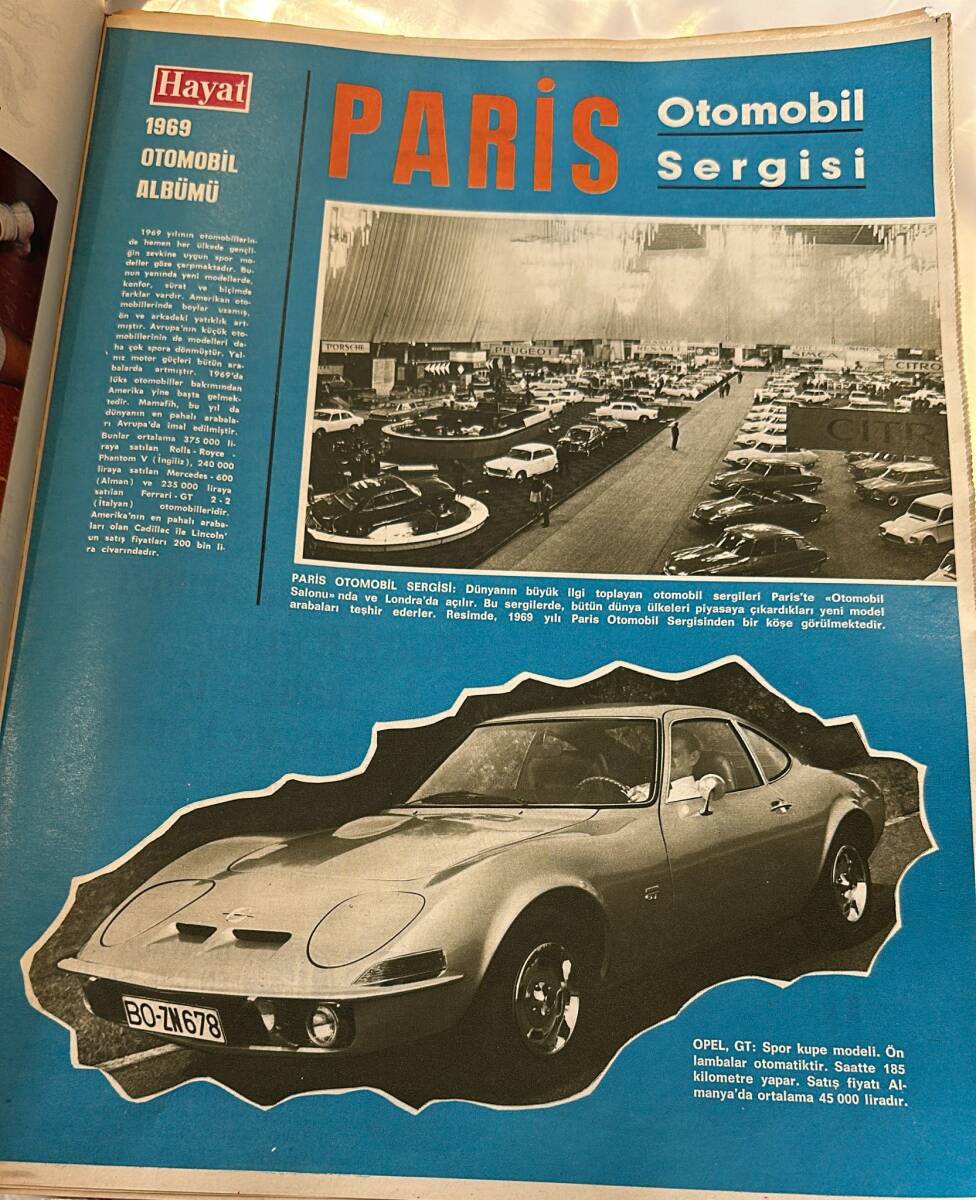 HAYAT DERGİSİ 31 Ekim 1968 Sayı : 45 - 1969 Otomobil Albümü * Opel GT - Chevrolet Camaro - Dodge Dart - Chrysler 300 - Dodge Charger NDR88773 - 4