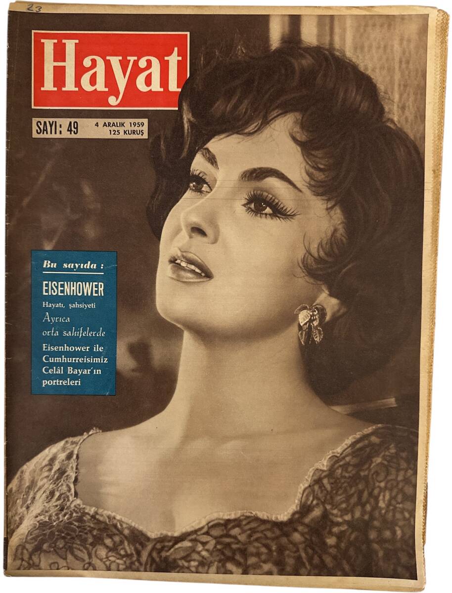 Hayat Dergisi 4 Aralık 1959 Sayı : 49 - Kapak: Gina Lollobrigida - Şah İle Farah Diba Nasıl Nişanlandı - Arka Kapak Alain Delon NDR91351 - 1