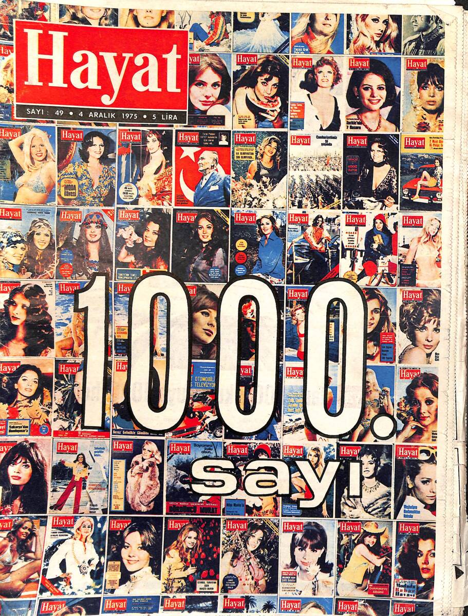 HAYAT Dergisi 4 Aralık 1975 Sayı: 49 - 1000. Sayı - Türkan Şoray Yıllardan Beri Hayat Okuyucusu - Gina Mı Liz Mi Daha Mutlu NDR96180 - 1
