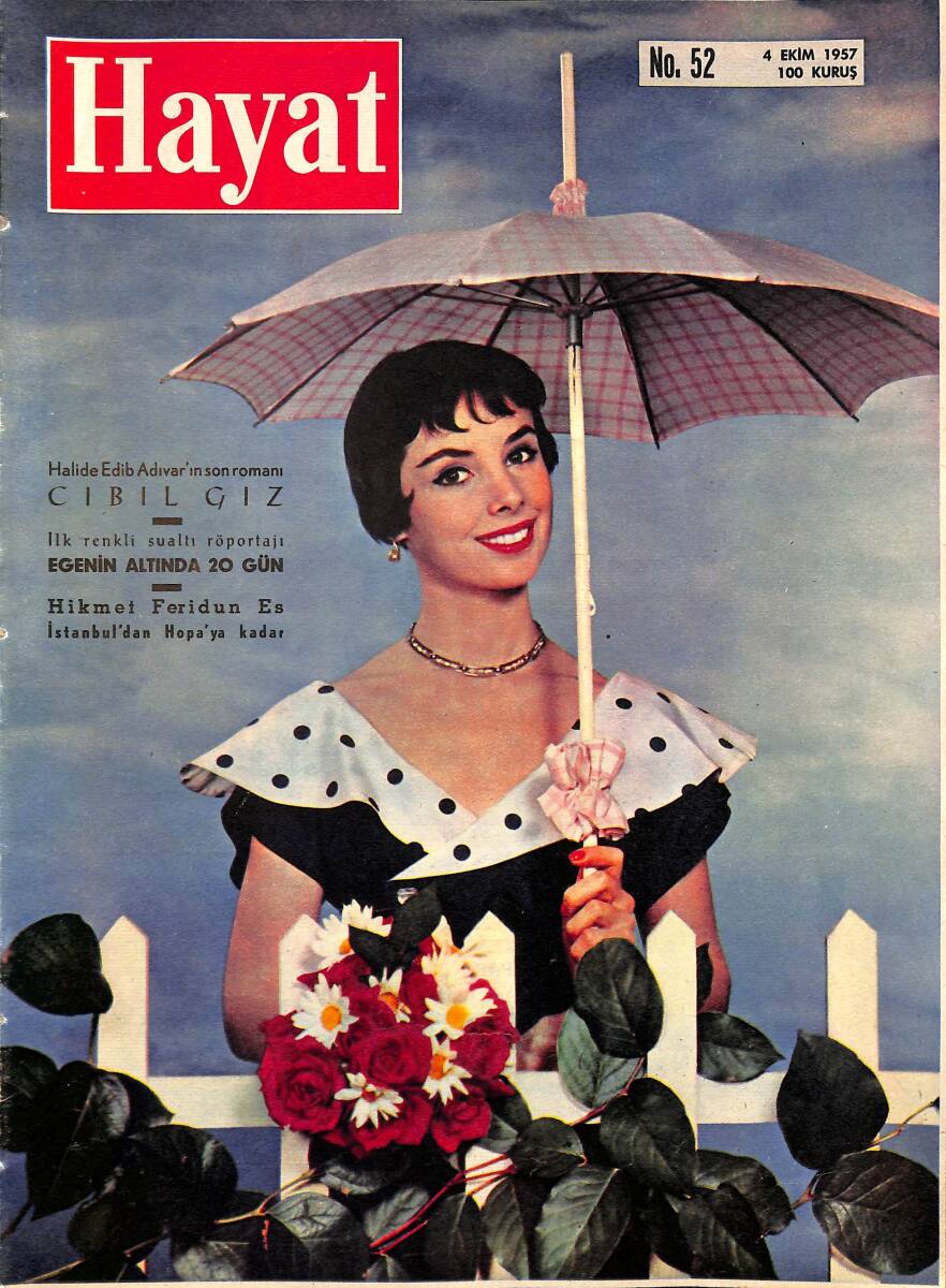 Hayat Dergisi 4 Ekim 1957 No.52 - Kapak: Rita Egan & Memleketinde Peçeyi Kaldıran Sultan Kızı, Leyla Ayşe NDR98464 - 1