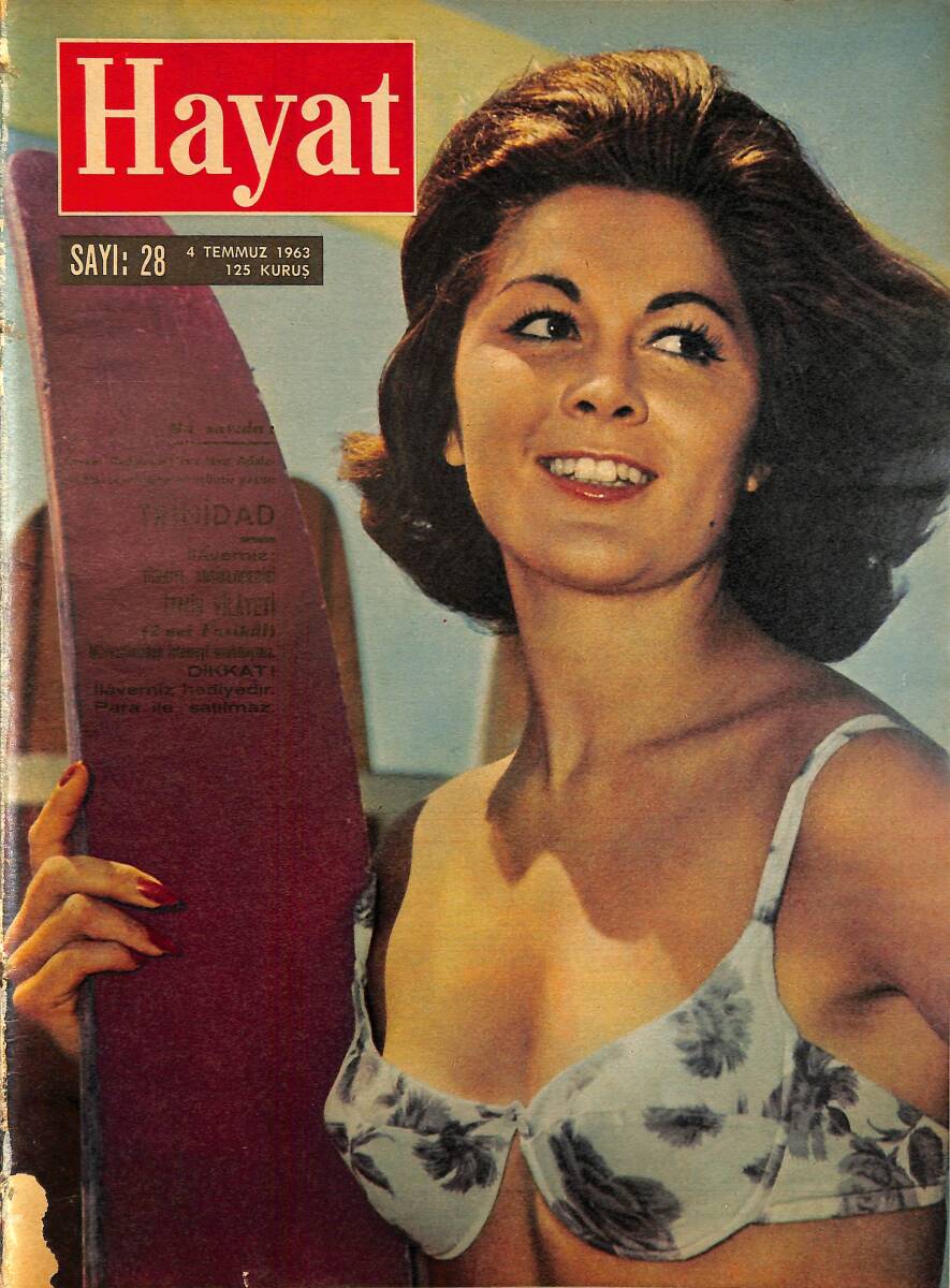  HAYAT DERGİSİ 4 Temmuz 1963 Sayı:28 - Kapak:Jannıe Ettrbarat - Sarışın Liz, Burton'u Büsbütün Büyüledi - Türkiye'ye Karşı İlgi Artıyor NDR101492 - 1
