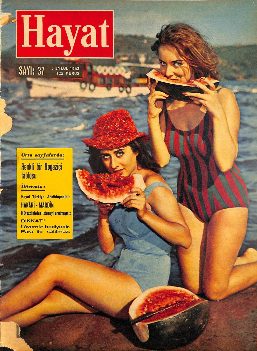 HAYAT DERGİSİ 5 Eylül 1963 Sayı: 37 Zenci Sevgisi Artıyor - İzmir'e Giren İlk Süvari Birliği - Rezaletlerin Son Şahidi NDR101500 - 1