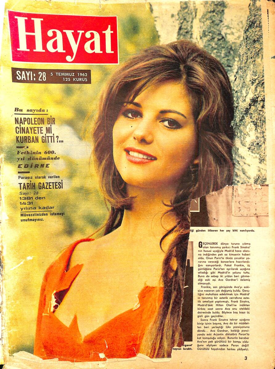 HAYAT Dergisi 5 Temmuz 1962 Sayı: 28 - Sinatra Hala Eski Karısına Aşık - Claudia Cardinale Şöhret Yolunda Yükseliyor NDR96560 - 1