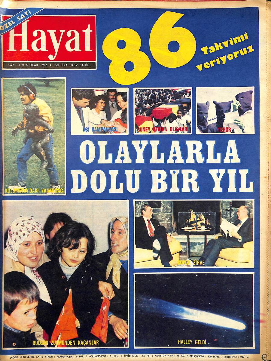 Hayat Dergisi 6 Ocak 1986 Sayı: 1 - Olaylarla Dolu Bir Yıl 