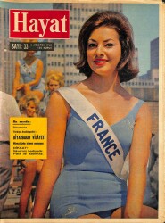 HAYAT DERGİSİ 8 Ağustos 1963 Sayı: 33 Kapak: Monique Lemaire - 1963 Dünya Güzeli Seçildi NDR88532 - Gökçekoleksiyon