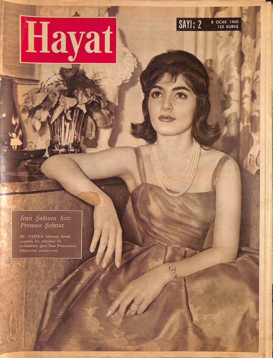 HAYAT Dergisi 8 Ocak 1960 Sayı: 2 - Kapak: İran Şahının Kızı Prenses Şehnaz - Marilyn Monroe'nun Dönüşü Fırtınalar Kopardı NDR89680 - 1