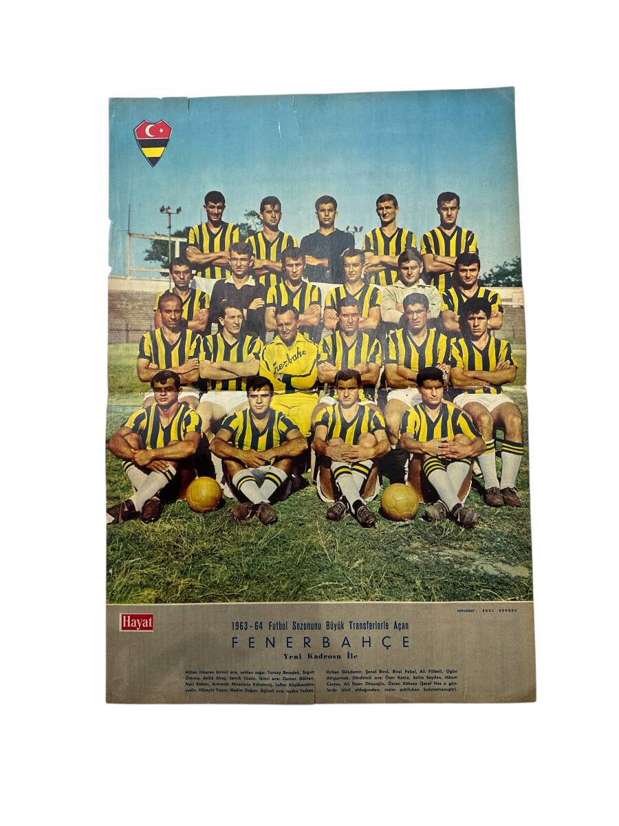 Hayat Dergisi Fenerbahçe 1963-64 Sezonu Oyuncu Kadrosu Poster KRT23411 - 1