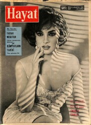 Hayat Dergisi Sayı 33 12 Ağustos 1960 - Kapak Gina Lollobrigida, Farah, Kerwin Mathews, Tina Louise NDR84603 - Gökçekoleksiyon