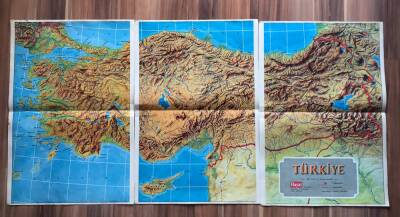 Hayat Dergisi Türkiye Fiziki Haritası 3 parça Poster (34x50 cm) EFM7473 - 1