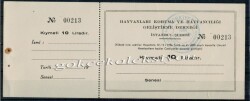 Hayvanları Koruma Ve Hayvancılığı Geliştirme Derneği Makbuzu 10 Lira EFM375 - 1