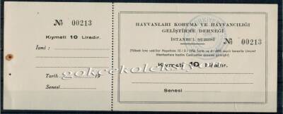 Hayvanları Koruma Ve Hayvancılığı Geliştirme Derneği Makbuzu 10 Lira EFM375 - 2