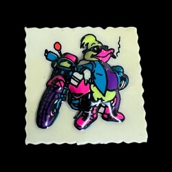 Helvacıoğlu Motosiklet Sürücüsü Çizgi Filim Karekteri Kabartma Sticker AOB6072 - 2