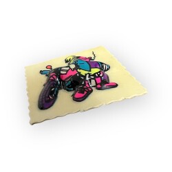 Helvacıoğlu Motosiklet Sürücüsü Çizgi Filim Karekteri Kabartma Sticker AOB6072 - 3