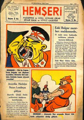 HEMŞERİ SİYASİ HALK VE KÖYLÜ GAZETESİ - NO950 29 Birincikanun 1944 (İlk Baskı Orijinal - Ciltten Çıkma Değildir) NDR66867 - 2