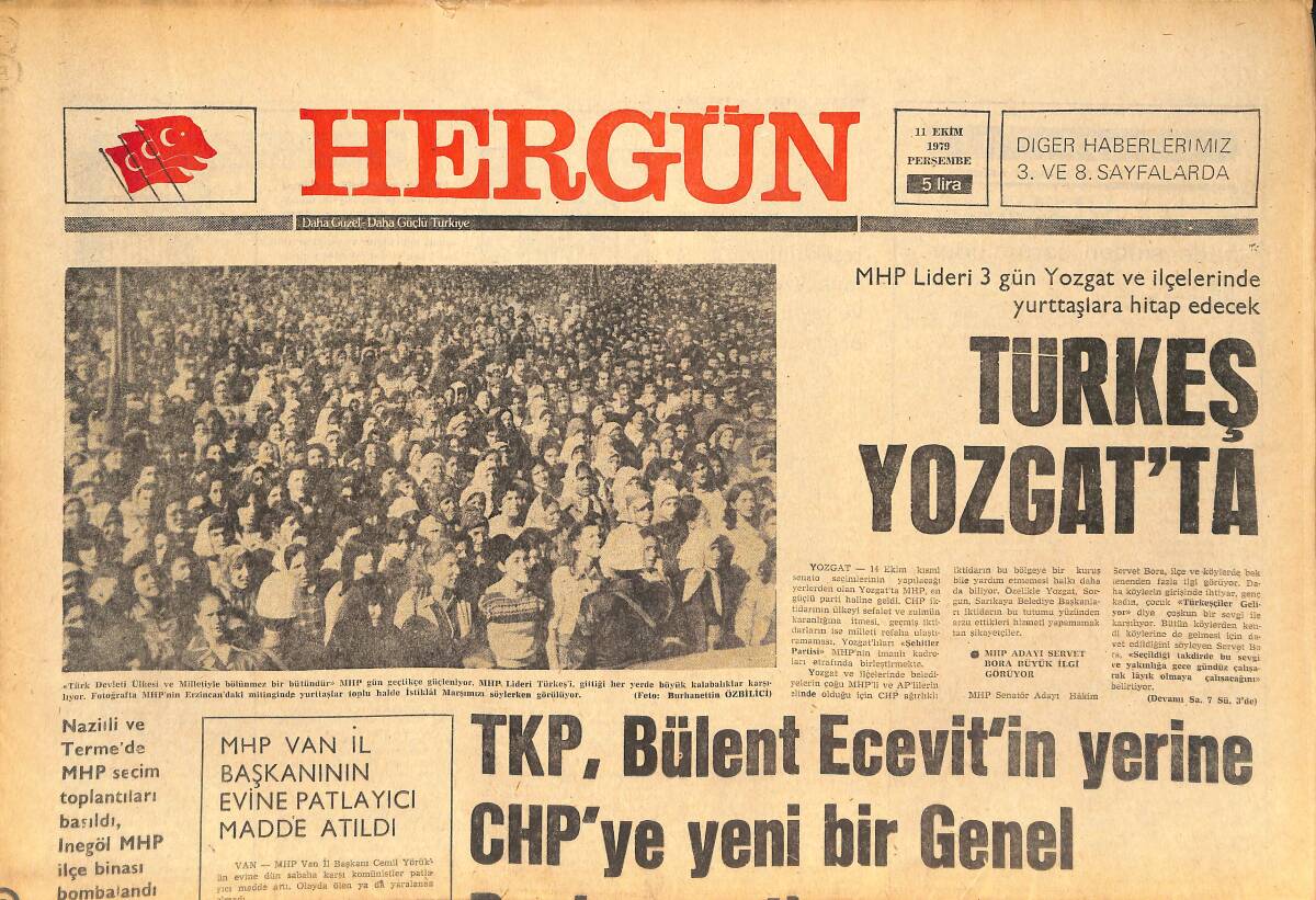 Her Gün Gazetesi 11 Ekim 1979 - TKP, Bülent Ecevit'in Yerine CHP'YE Yeni Bir Genel Başkan Getirmeye Çalışıyor! GZ142182 - 1