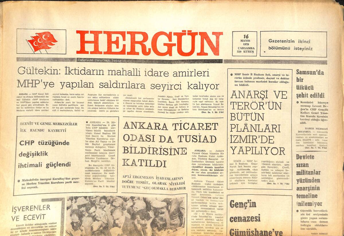Her Gün Gazetesi 16 Mayıs 1979 - İşverenler Ve Bülent Ecevit - Devrim Nedir? Devrim Kimdir? - Topuz İle Baykal Ecevit'i Korkutuyor! GZ142179 - 1