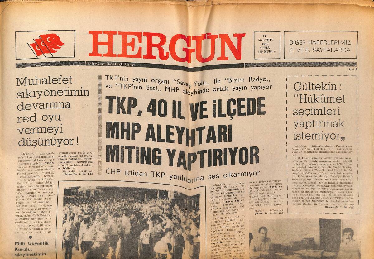 Her Gün Gazetesi 17 Ağustos 1979 - El Fetih-İsrail Savaşı - CHP İktidarı TKP Yanlılarına Ses Çıkarmıyor GZ152571 - 1