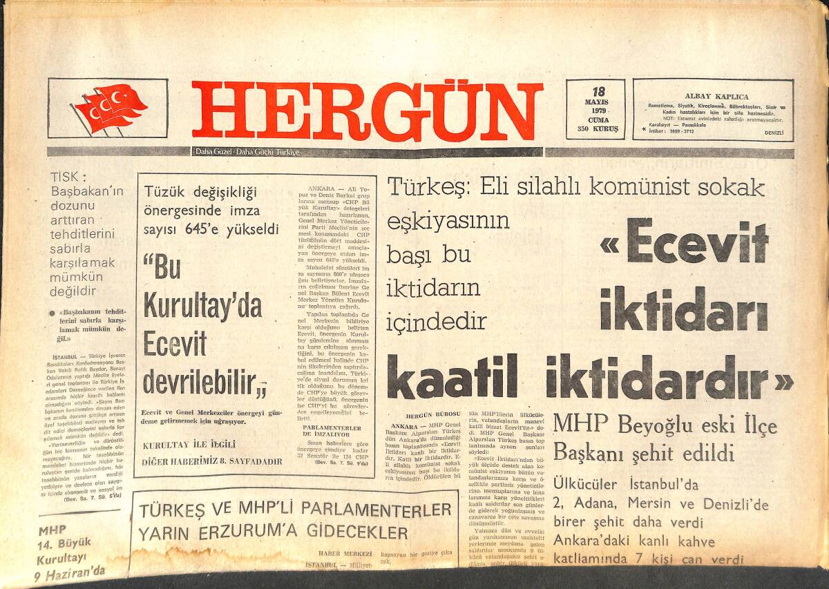 Her Gün Gazetesi 18 Mayıs 1979 - Ecevit İktidarı Katil İktidarıdır - CHP'DEKİ İktidar Kavgasına Bayan Ecevit De Katıldı GZ142180 - 1