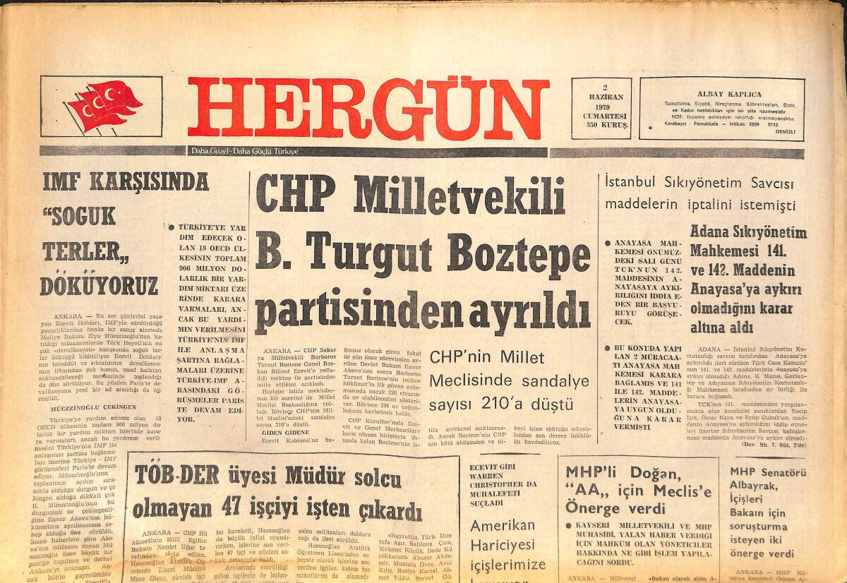 Her Gün Gazetesi 2 Haziran 1979 - İran Petrole Zam Yaptı - Karadenizliler Orduyu İstila Etti GZ142262 - 1