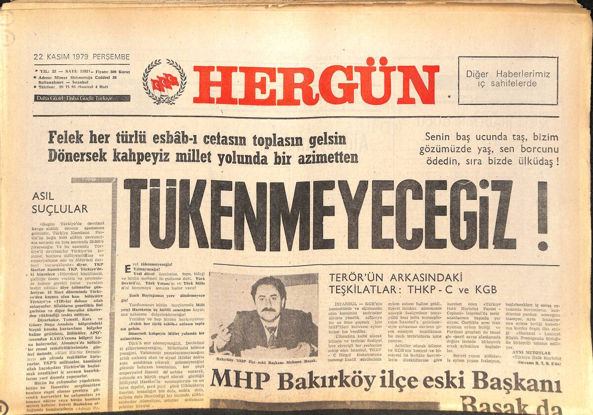Her Gün Gazetesi 22 Kasım 1979 - Mescid-i Haram İşgal Edildi, Çevrede Kanlı Çatışmalar Sürüyor! - Darendelioğlu'nun Ardından GZ142295 - 1