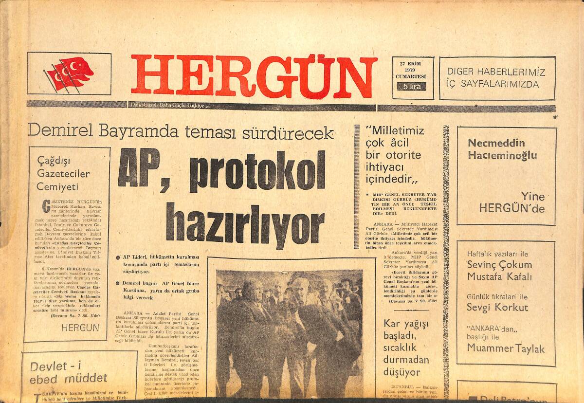 Her Gün Gazetesi 27 Ekim 1979 - Denktaş: Rumlar Yeni Bir Savaşa Hazırlanıyor! - Afganistan'da Çok Sayıda Politikacı İdam Edildi GZ142299 - 1