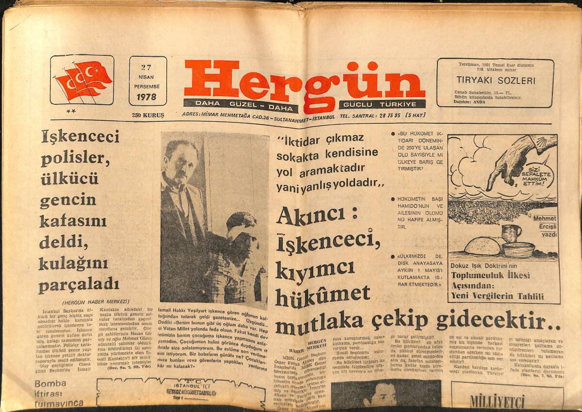 Her Gün Gazetesi 27 Nisan 1978 - Menderes'in Hikayesi - Azeri Türkünün Dramı GZ152575 - 1