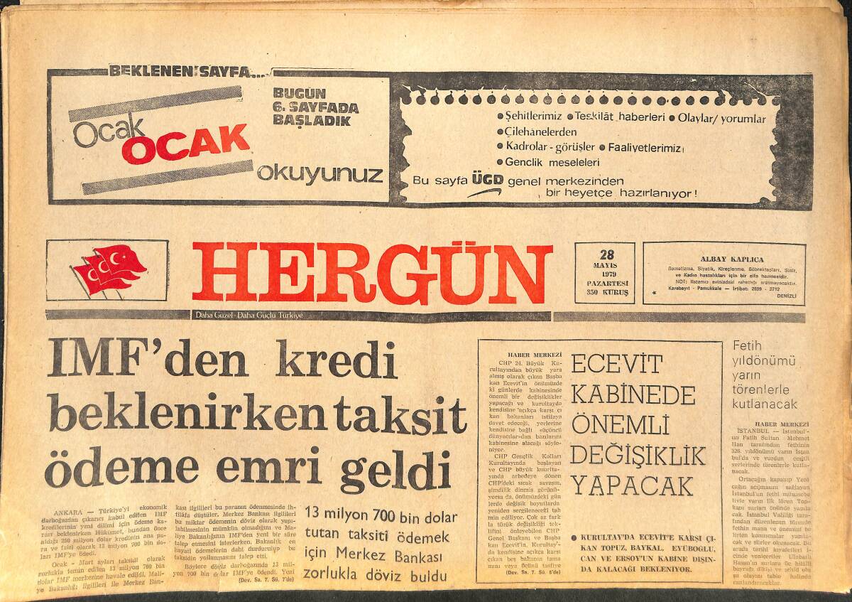 Her Gün Gazetesi 28 Mayıs 1979 - Tofaş'ta Üretim Durdu 1750 İşçi Ücretli İzine Çıkarıldı - Mao'nun Ölümünden Sonra Çin'de Reform GZ142287 - 1