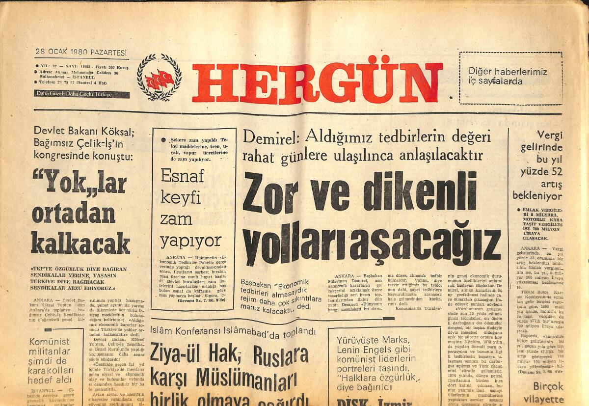 Her Gün Gazetesi 28 Ocak 1980 - Bir Grup CHP Milletvekili TKP'den Emir Alıyor - Sovyet Rusya Hindistan'ı Oyuna Getirme Niyetinde GZ142139 - 1