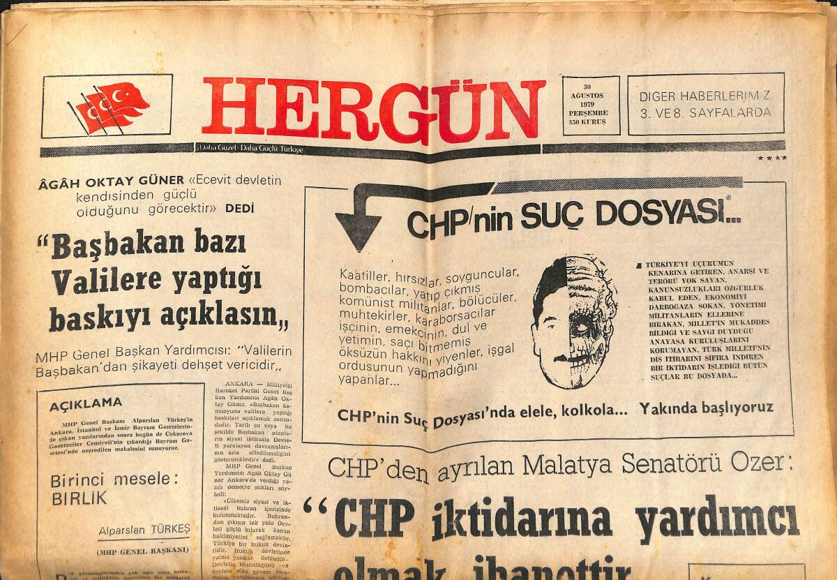 Her Gün Gazetesi 30 Ağustos 1979 - İran'da Kürtler Kadınlara Saldırdı - CHP'nin Suç Dosyası GZ152627 - 1