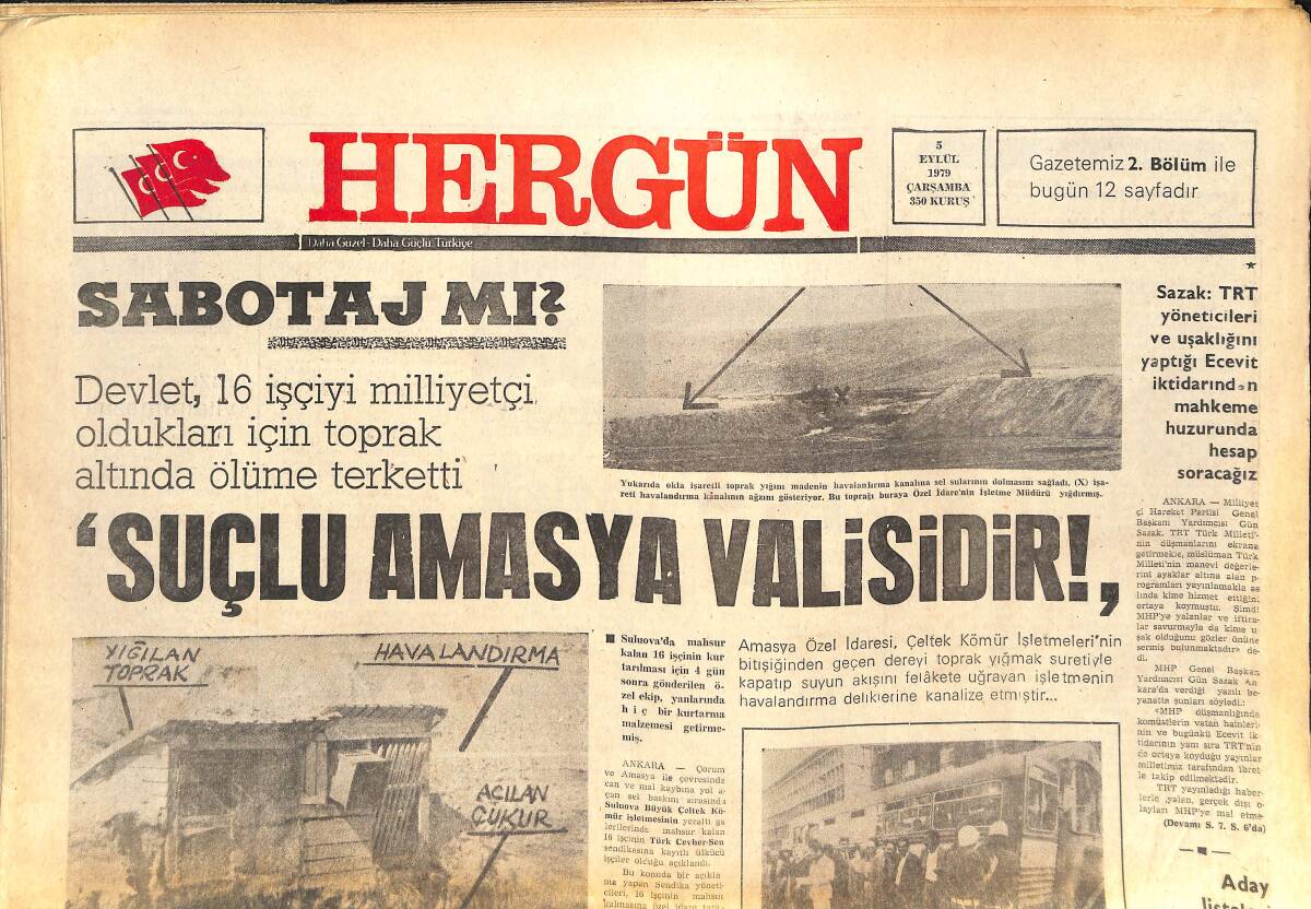 Her Gün Gazetesi 5 Eylül 1979 - David Kasırgası ABD'nin Güneyinde İlerliyor - 1. Lig'de Haftanın Takımı Trabzonspor GZ142125 - 1
