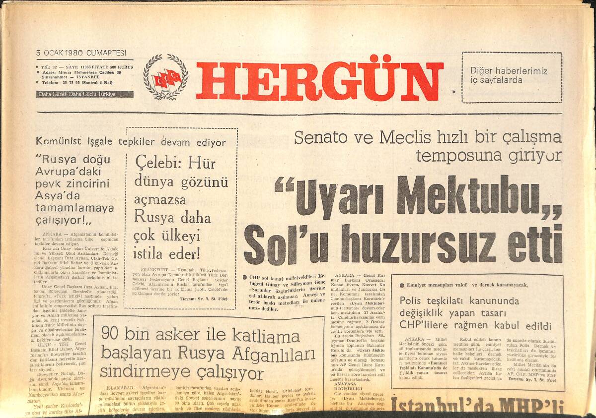 Her Gün Gazetesi 5 Ocak 1980 - İstanbul'da Bir Yönetici İle Kardeşi Şehit Edildi - Irak Devrim Konseyi Beş Soydaşımızın İdamına Karar Verdi GZ142104 - 1