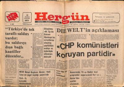 Hergün Gazetesi 10 Ağustos 1977 - Fatsa MHP İlçe Binası Bombalandı GZ103668 - 2