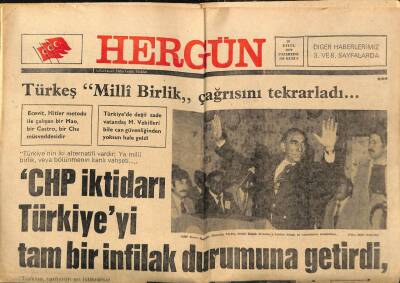 Hergün Gazetesi 10 Eylül 1979 - Türkeş Milli Birlik Çağrısını Yineledi GZ89811 - 1