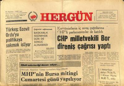 Hergün Gazetesi 10 Haziran 1980 - CHP Milletvekili Direniş Çağrısı Yaptı GZ104152 - 1