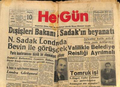 Hergün Gazetesi 10 Mart 1948 - N. Sadak Londrada Bevin İle Görüşecek GZ93389 - 1