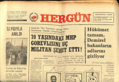 Hergün Gazetesi 11 Kasım 1979 - Hükümet Tamam Demirel Bakanların Adlarını Gizliyor GZ104007 - 1