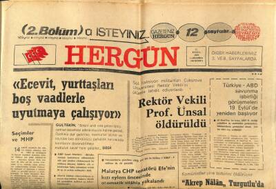 Hergün Gazetesi 12 Eylül 1978 - Ecevit Yurttaşları Boş Vaadlerle Uyutmaya Çalışıyor GZ89540 - 1