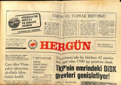 Hergün Gazetesi 14 Mart 1980 - Disk Grevleri Genişliyor GZ104142 - 1