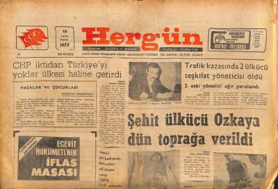 Hergün Gazetesi 14 Ocak 1979 - Şehit Ülkücü Özkaya Dün Toprağa Verildi GZ83330 - 1