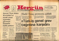 Hergün Gazetesi 14 Temmuz 1977 - Türk-İş Genel Grev Çağrısına Karşıdır GZ66463 - 1